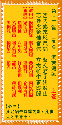 Goddess of mercy guanyin LingQian LingQian 12 sign: 12 solution wu3 ji2 division
