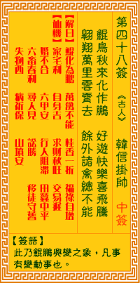 48:48 guanyin guanyin LingQian LingQian solution to sign spearhead of han xin guan Yin LingQian sign