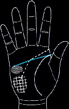 A man palm fortune-telling graphic features