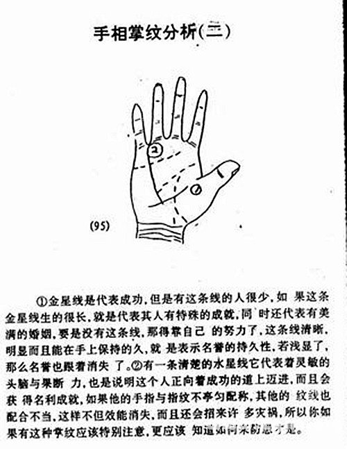 Palm palmprint analysis diagram