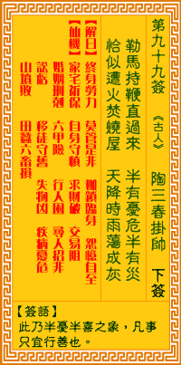 Sign 99 99 guanyin guanyin LingQian LingQian solution: tao spearhead of miharu guanyin LingQian sign