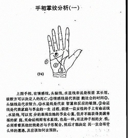 Palm palmprint analysis diagram